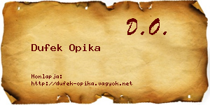 Dufek Opika névjegykártya
